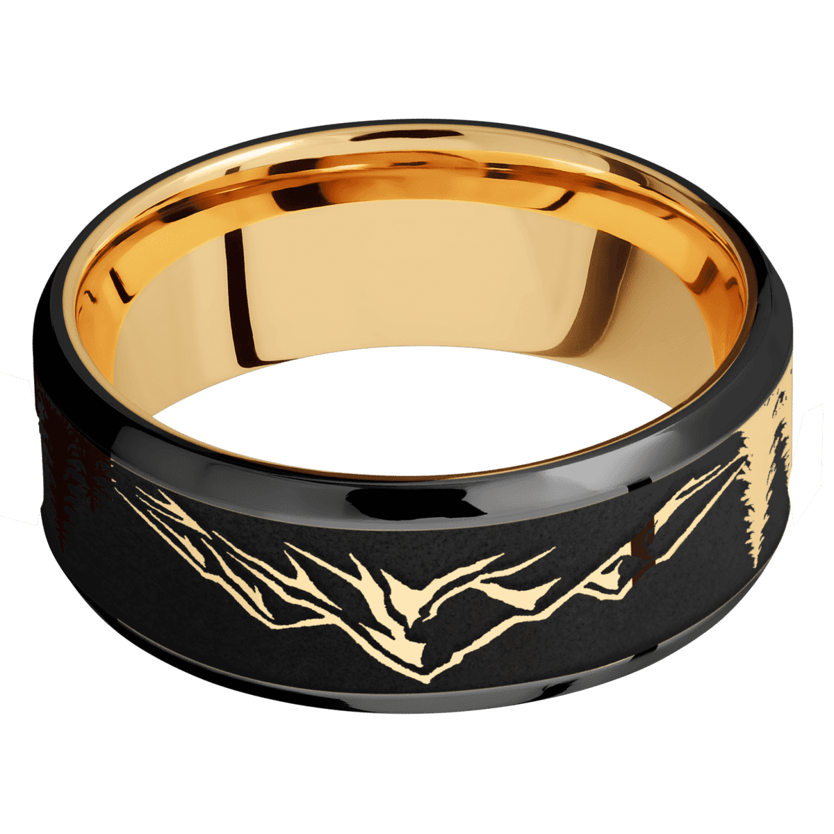 Zirconium + Polish , Polish Finish + 14K Yellow Gold
