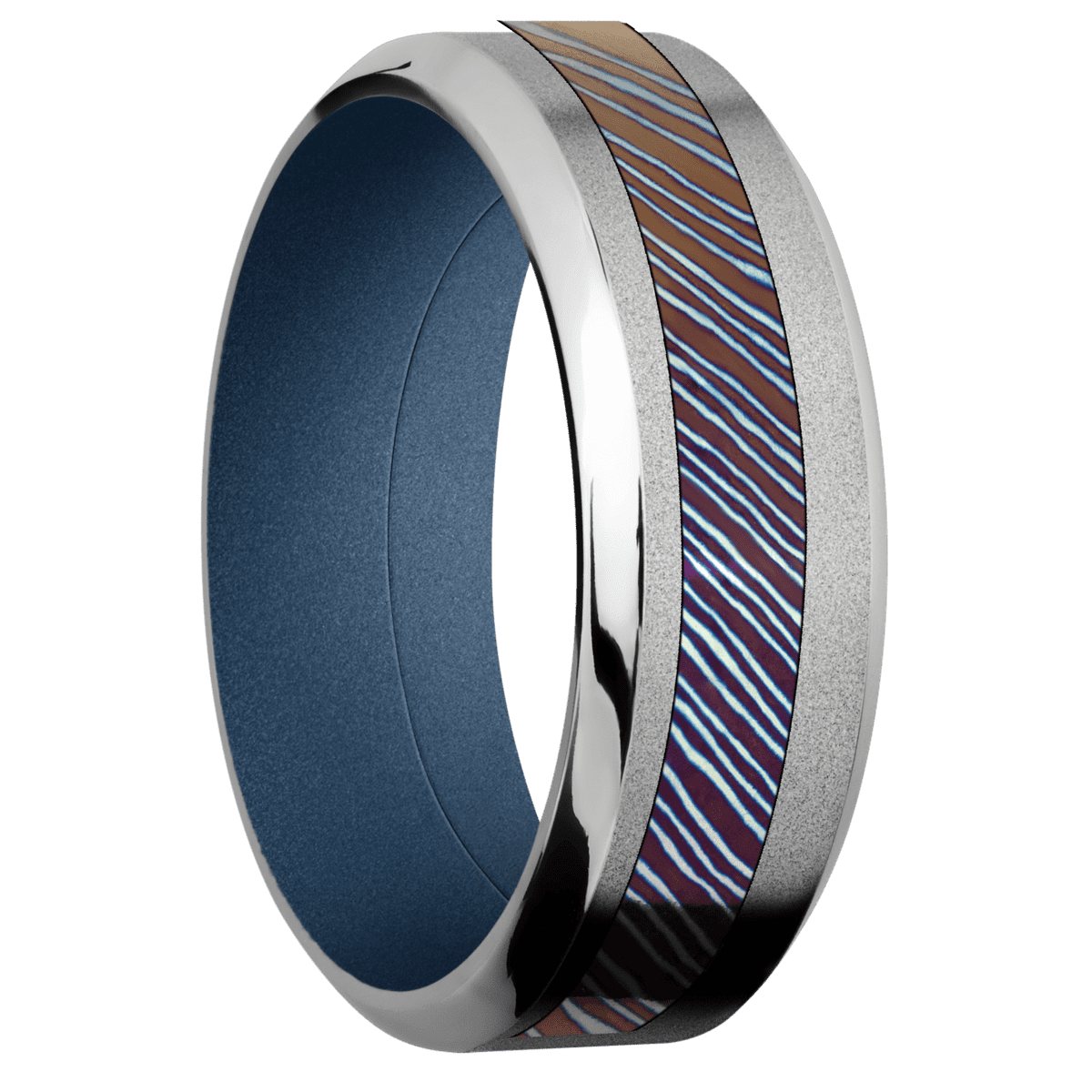 14K White Gold + Sand , Polish Finish + Polar Blue