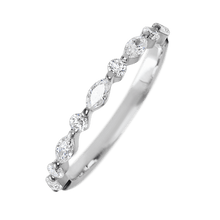 14K White Gold band with 4 Round and 5 Marquise Lab Grown Diamond having TCW-.62