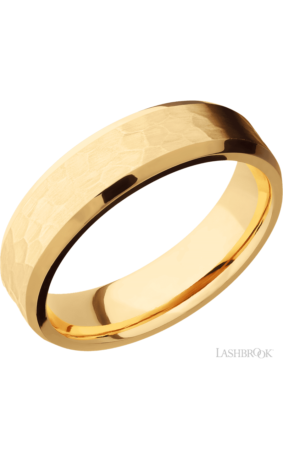 6 mm wide Beveled 14K Yellow Gold band.