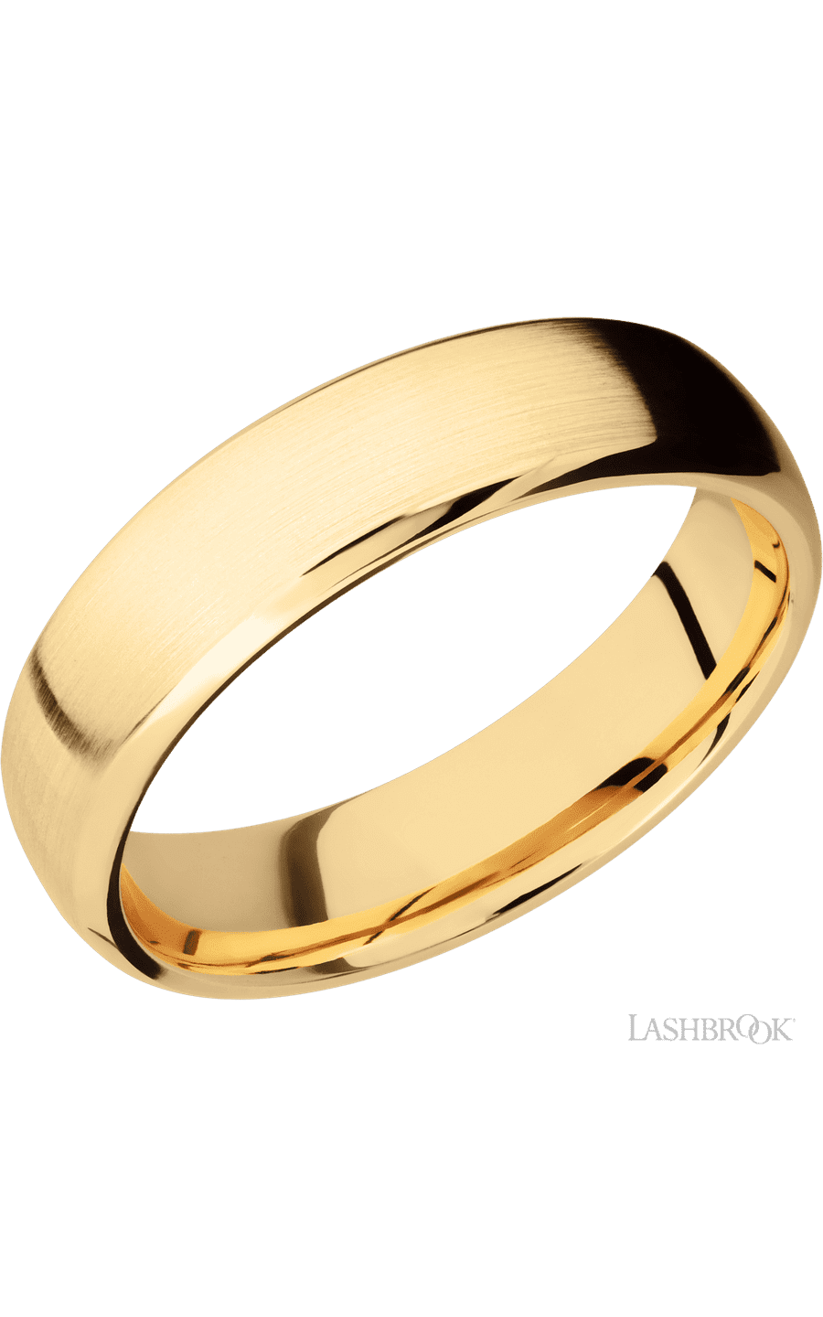 6 mm wide Domed Bevel 14K Yellow Gold band.