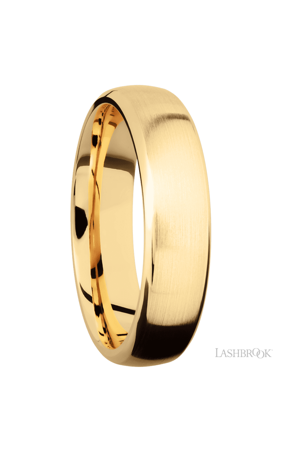 6 mm wide Domed Bevel 14K Yellow Gold band.