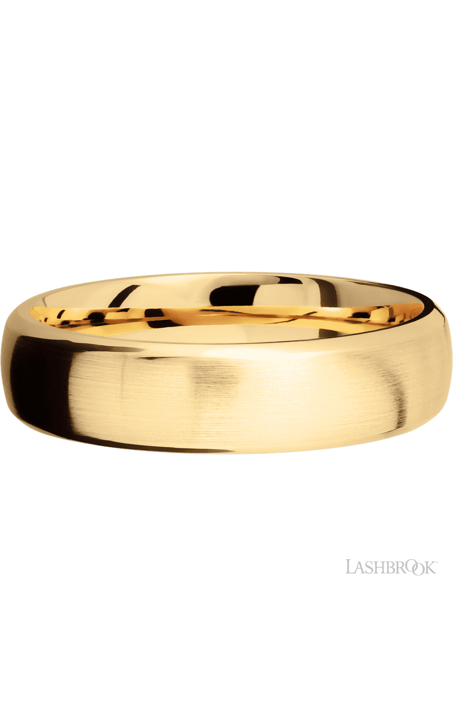 6 mm wide Domed Bevel 14K Yellow Gold band.