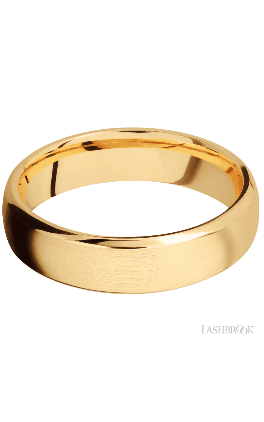 6 mm wide Domed Bevel 14K Yellow Gold band.