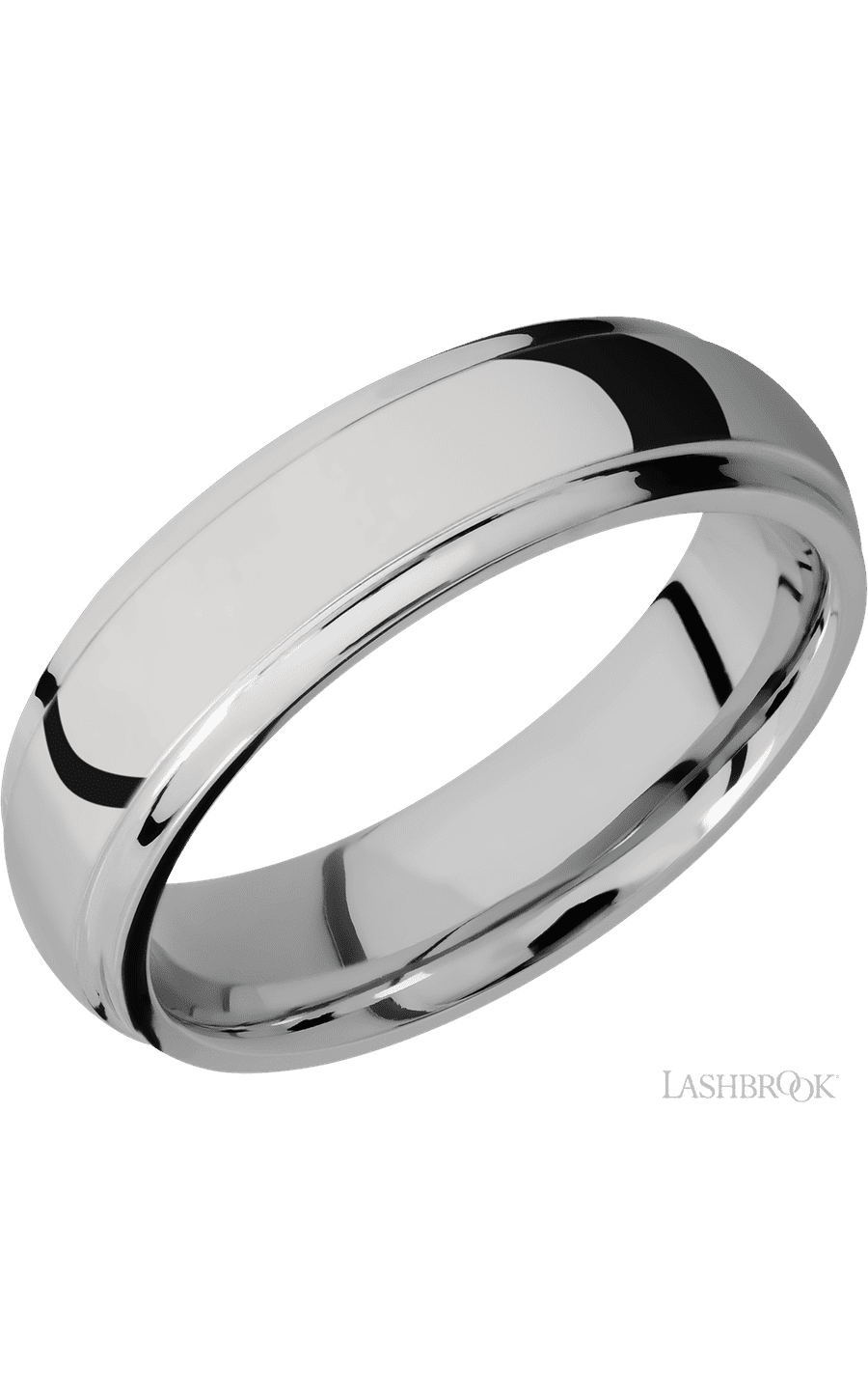 6 mm wide Domed Stepped Down Edges Titanium band.