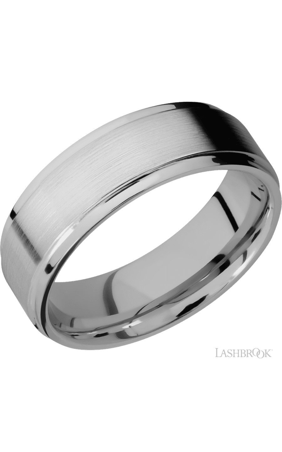 7 mm wide Flat Grooved Edges Titanium band.