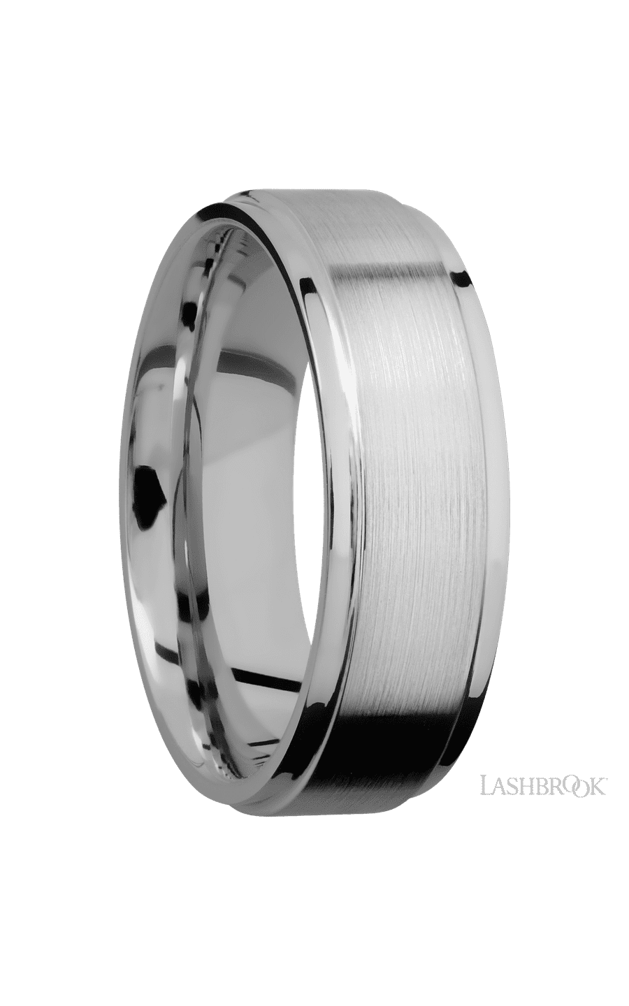 7 mm wide Flat Grooved Edges Titanium band.
