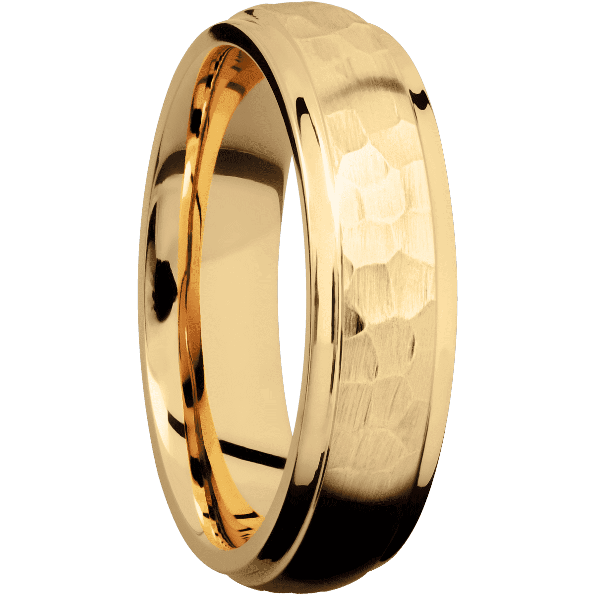 14K Yellow Gold + Hammer , Polish Finish