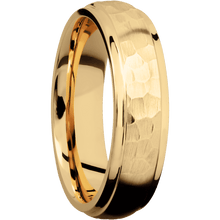 14K Yellow Gold + Hammer , Polish Finish