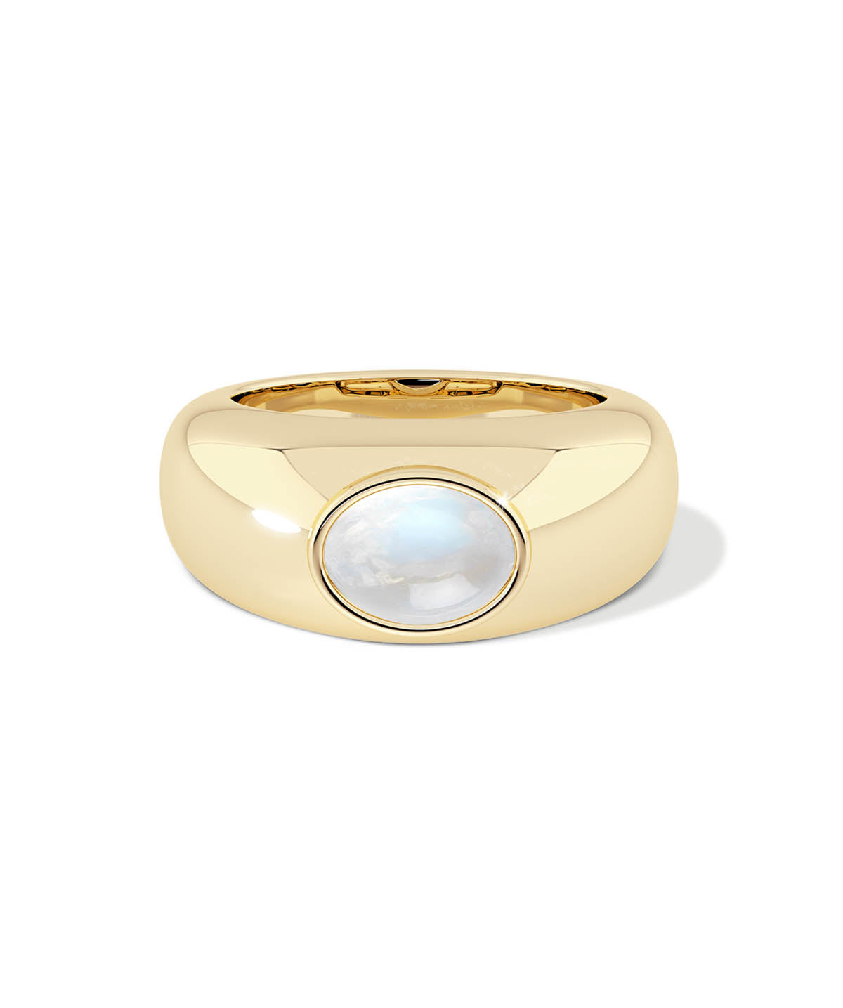 14K Yellow Gold Graduated Width 9mm Opal Ring