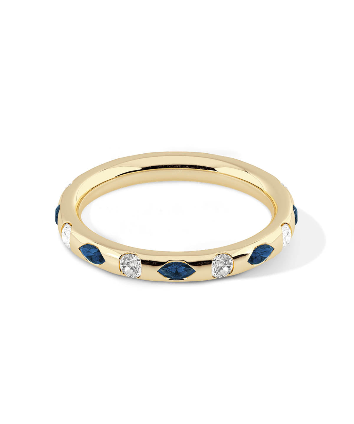 14K Yellow Gold Diamond And Sapphire Duo Ring