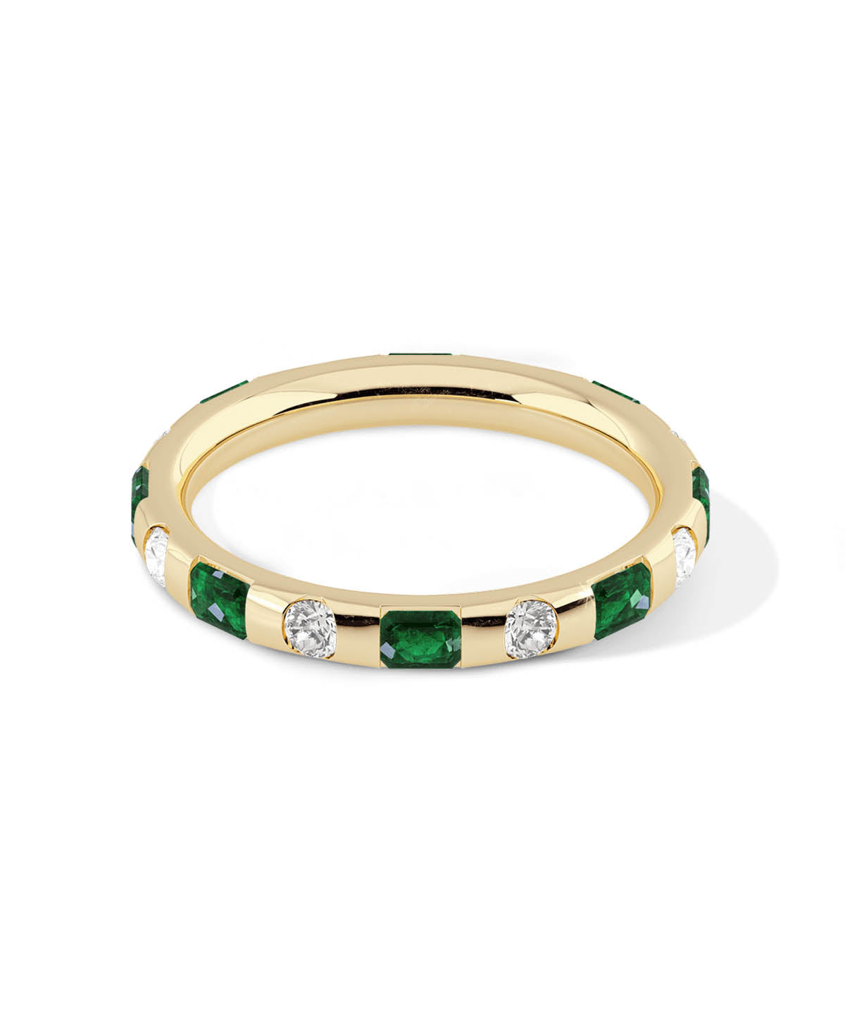 14K Yellow Gold Diamond and Emerald Duo Ring