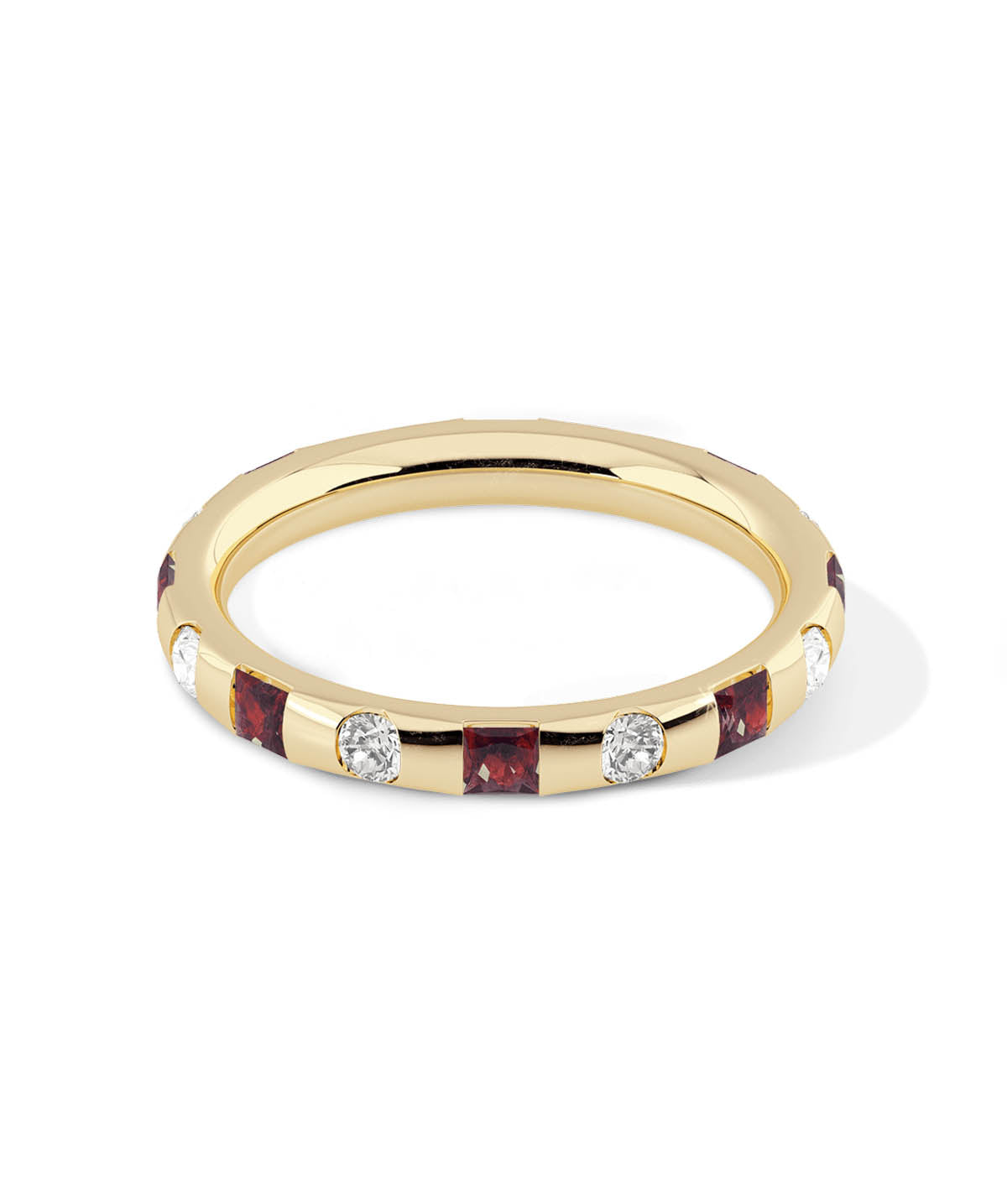 14K Yellow Gold Diamond and Ruby Duo Ring