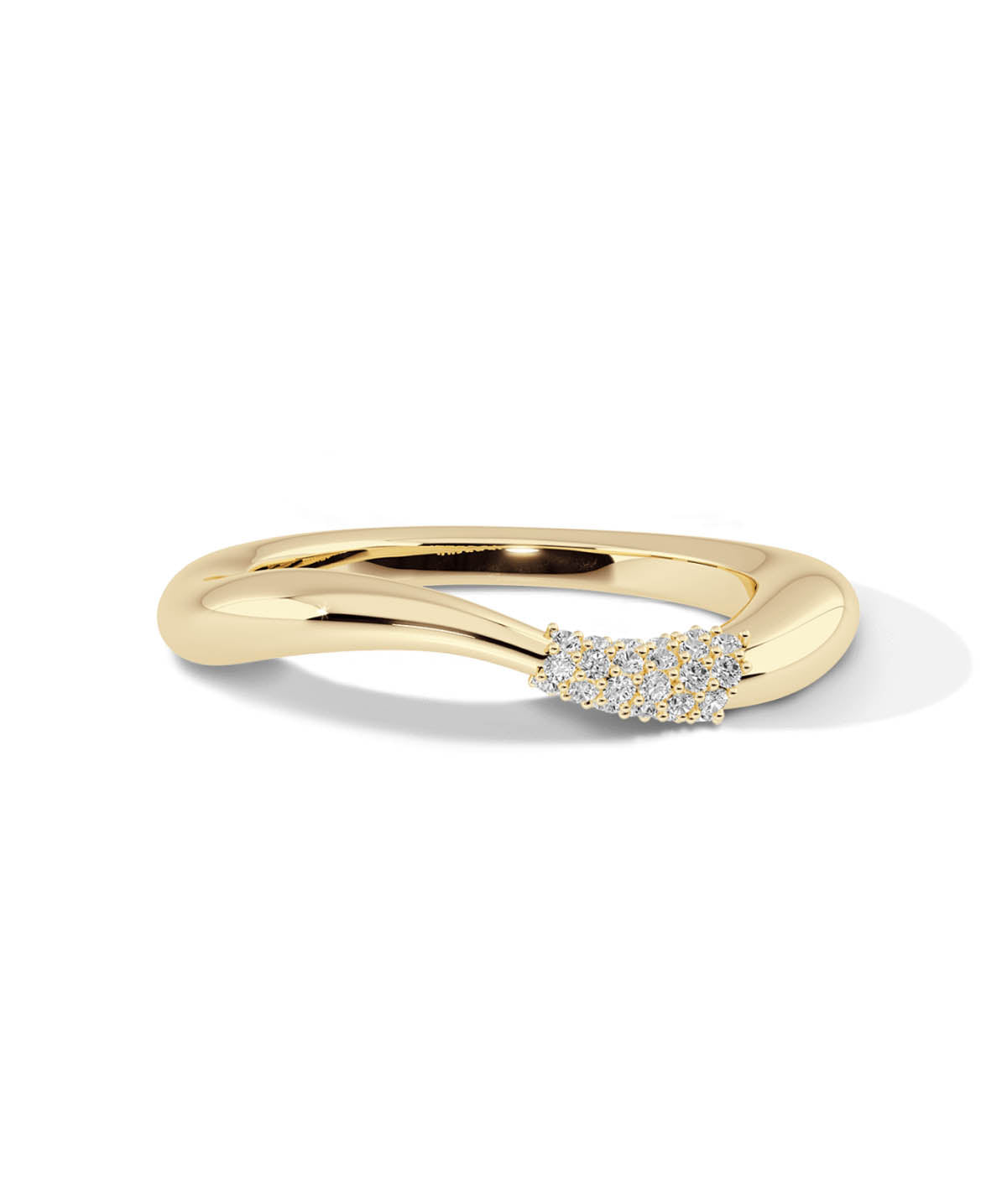 14K Yellow Gold Diamond Pave Wave Ring