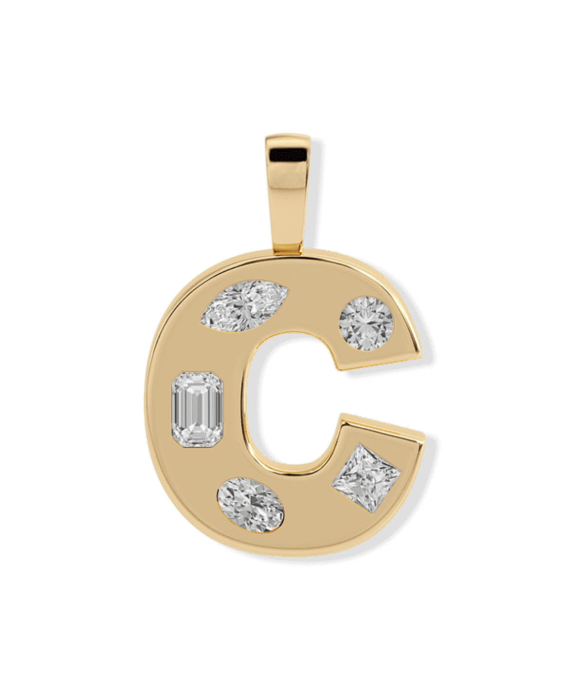 14K Yellow Gold Diamond 'C' Initial Pendant