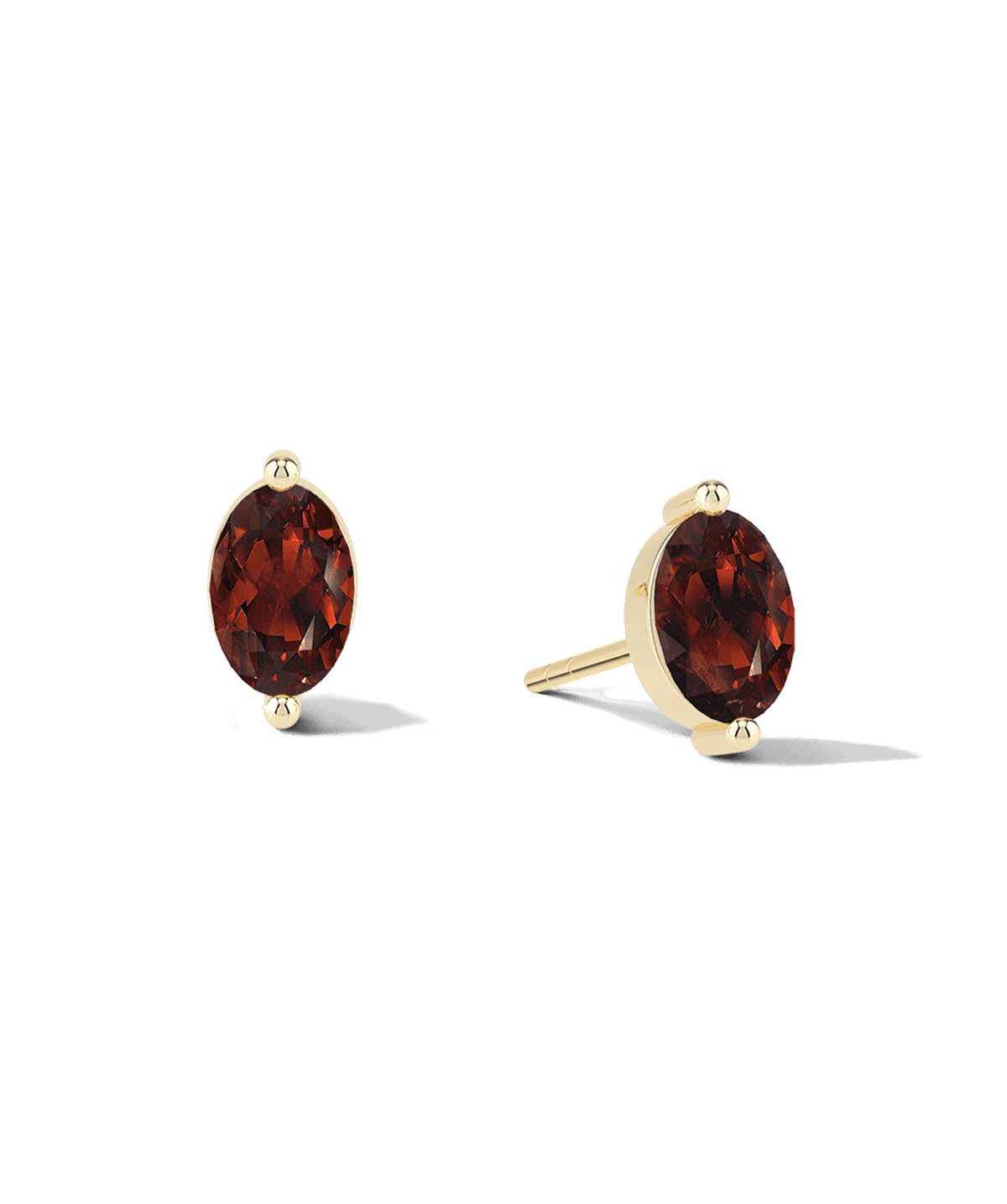 14K Yellow Gold Oval 0.08cttw Ruby Stud Earrings