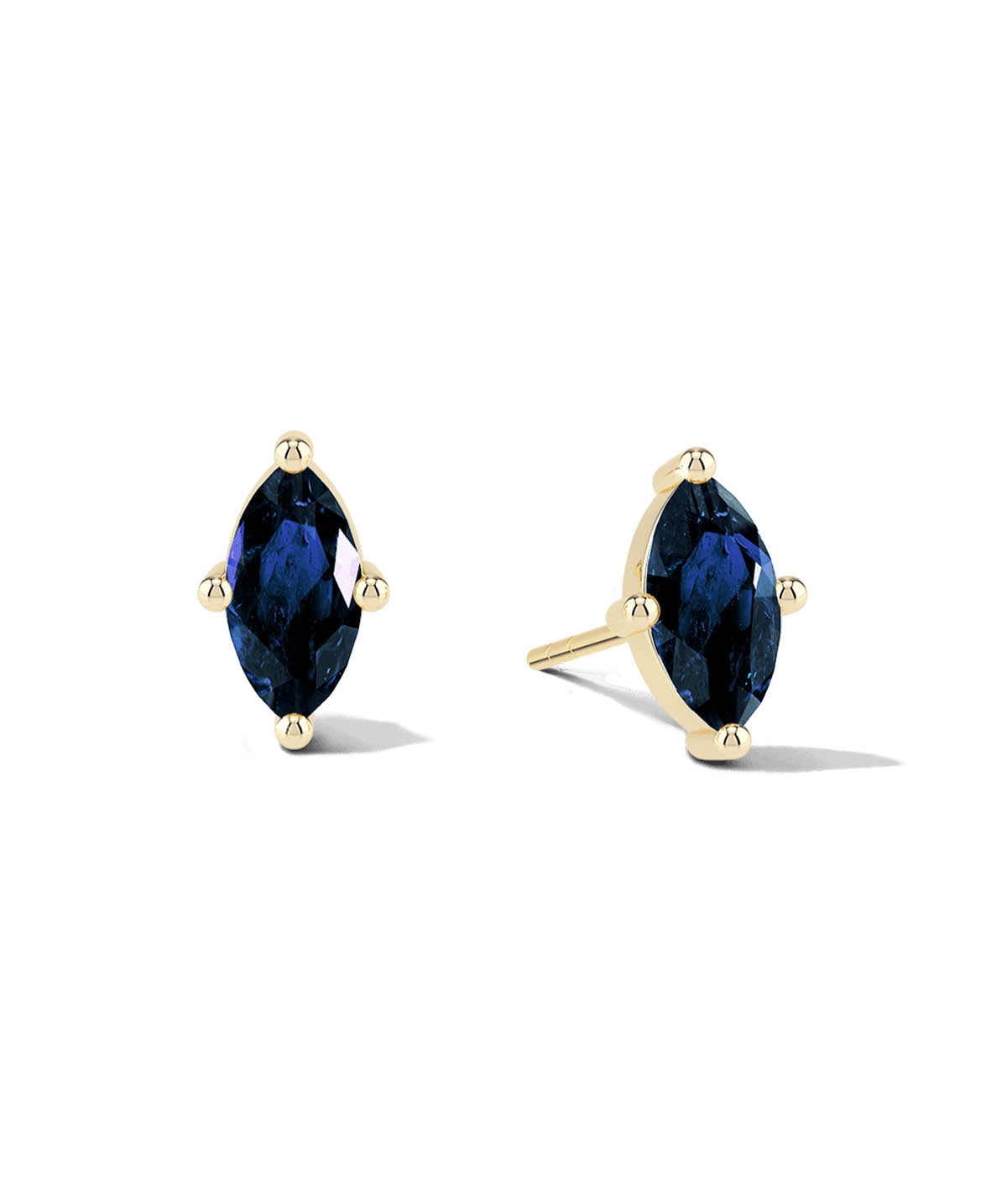 14K Yellow Gold Marquise 0.10cttw Sapphire Stud Earrings