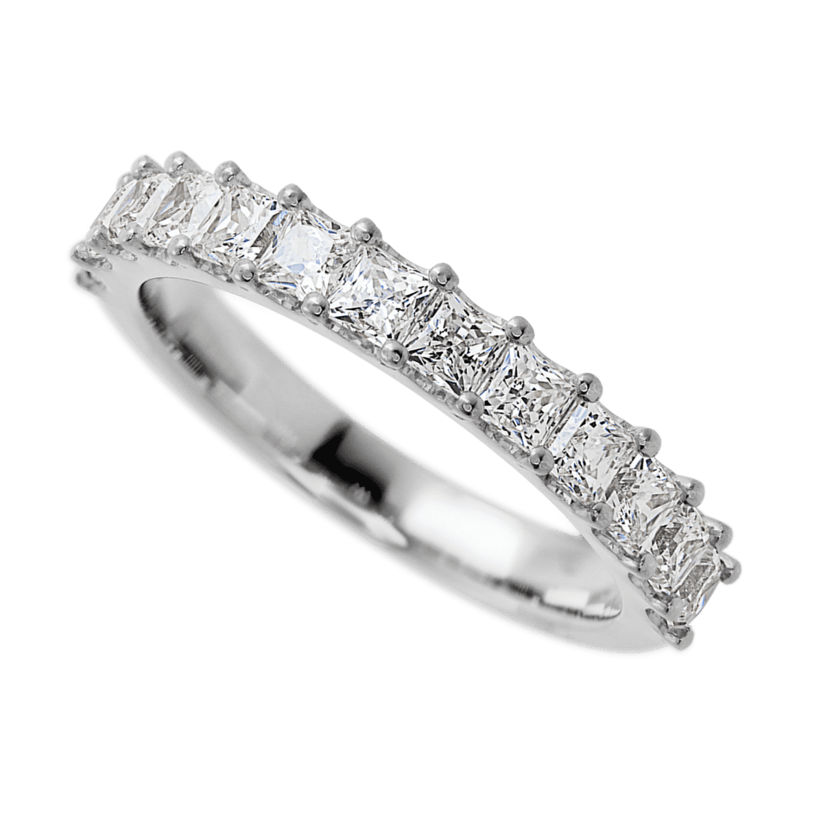 14K White Gold band with 13 Princess Lab Grown Diamond having TCW-1.3