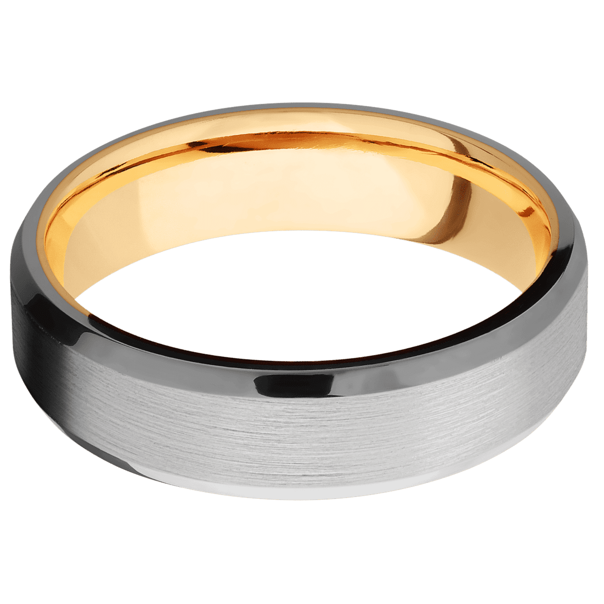 Titanium + Satin , Polish Finish + 14K Yellow Gold