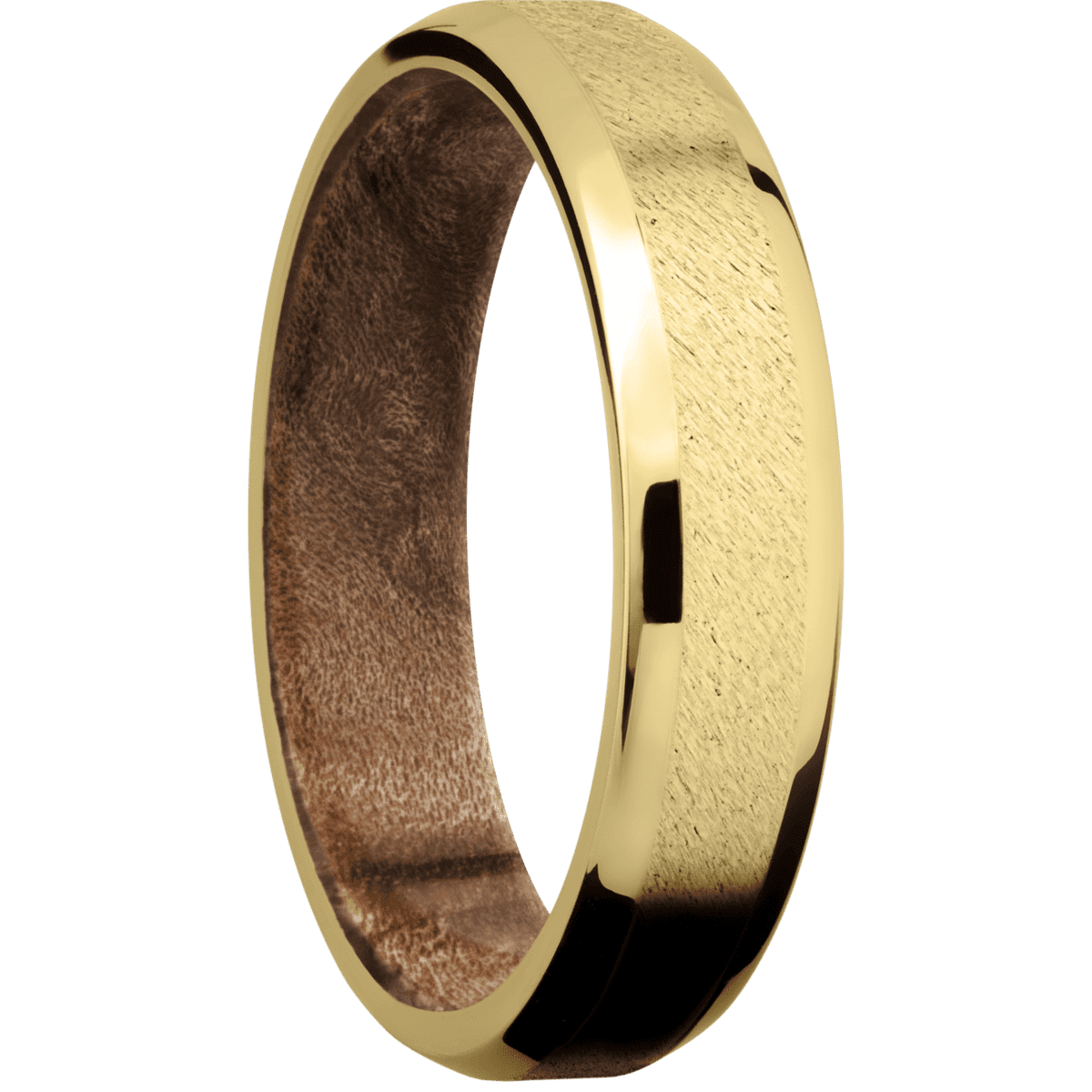 14K Yellow Gold + Anglestone , Polish Finish + Maple Burl