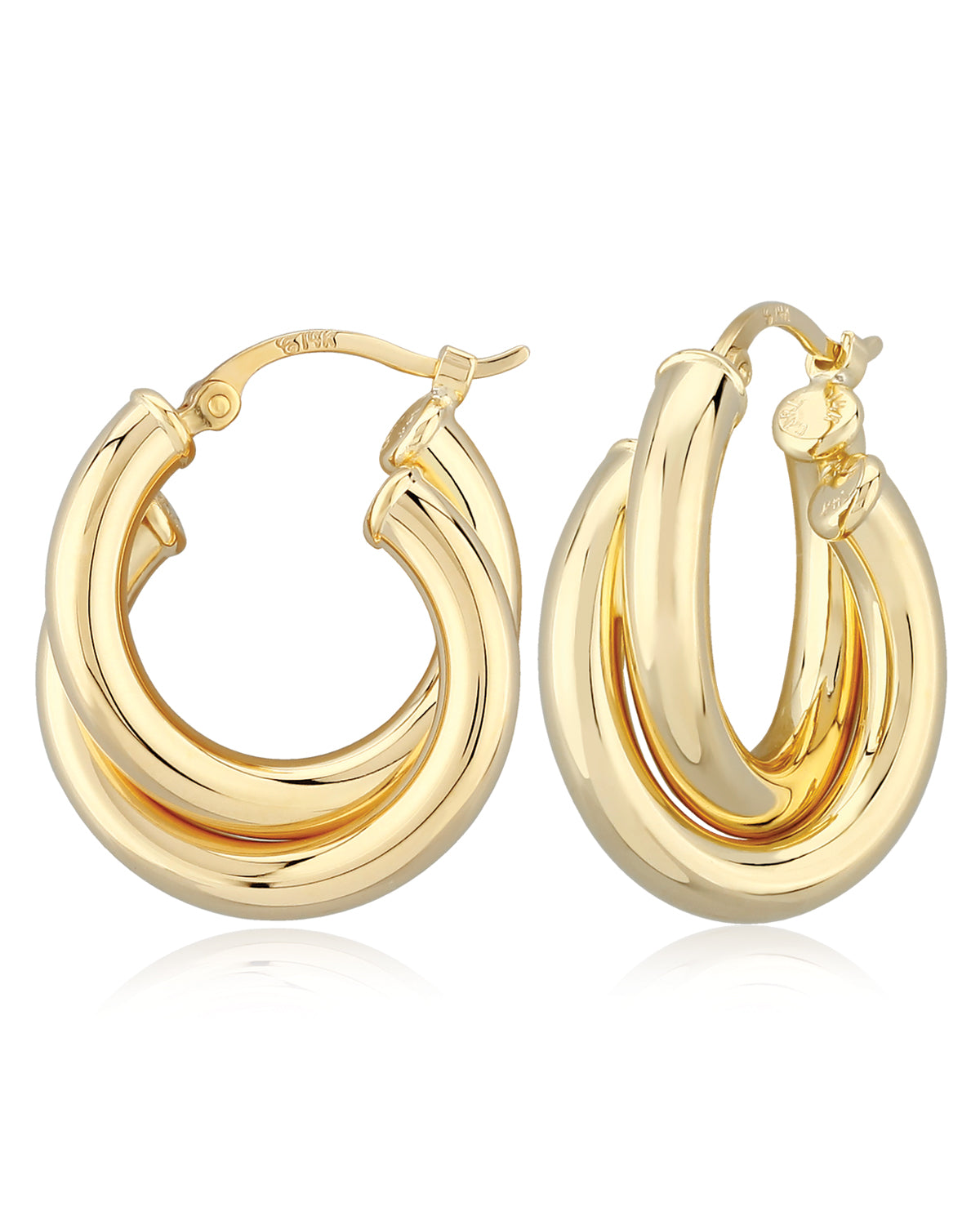 Sterling Silver Vermeil Medium Double Tube Hoop Earring