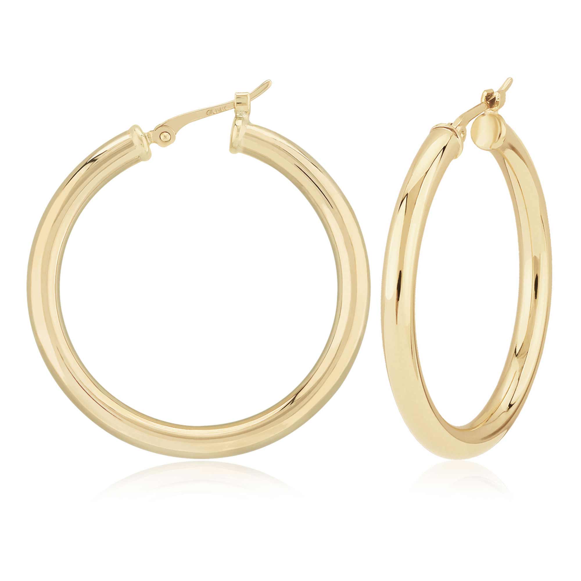Sterling Silver Vermeil 3x30MM Tube Hoop Earrings