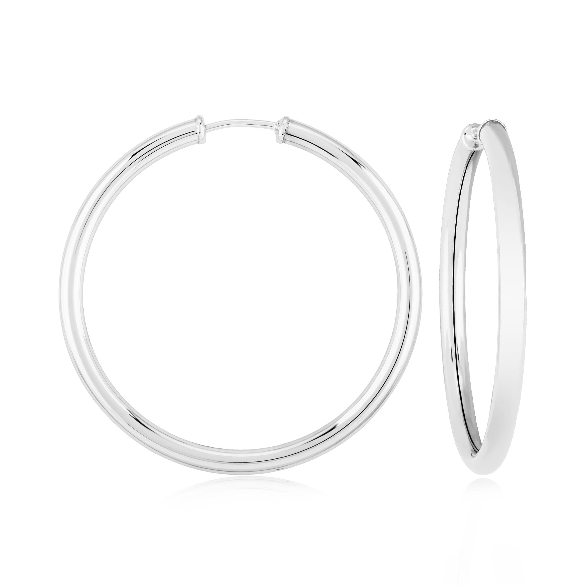 Sterling Silver 40MM Tube Hoop Earrings