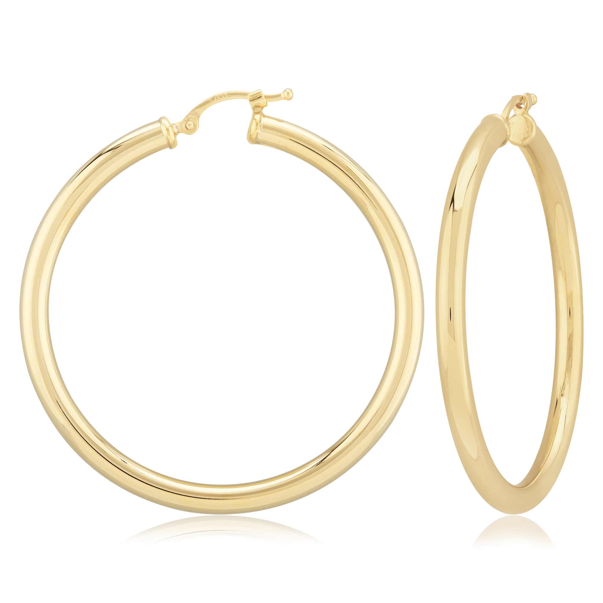 Sterling Silver Vermeil 40MM Tube Hoop Earrings