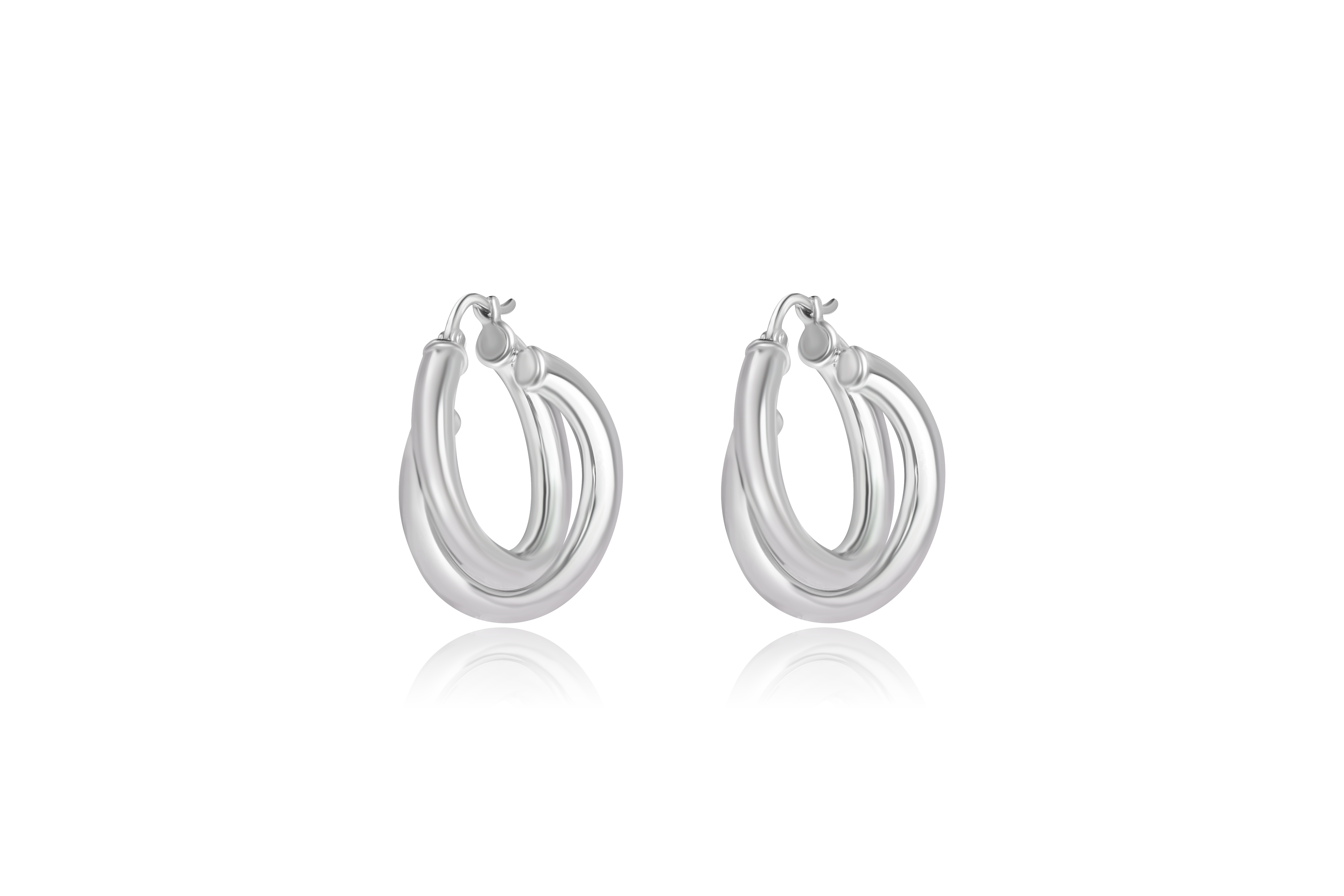 Sterling Silver Medium Double Tube Hoop Earrings