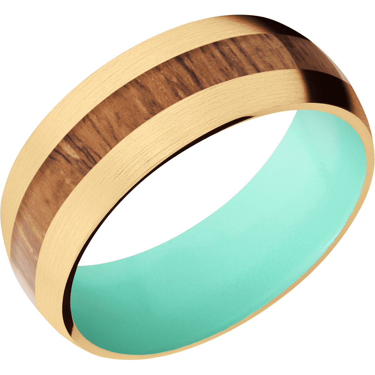 10K Yellow Gold + Satin Finish + Robins Egg Blue