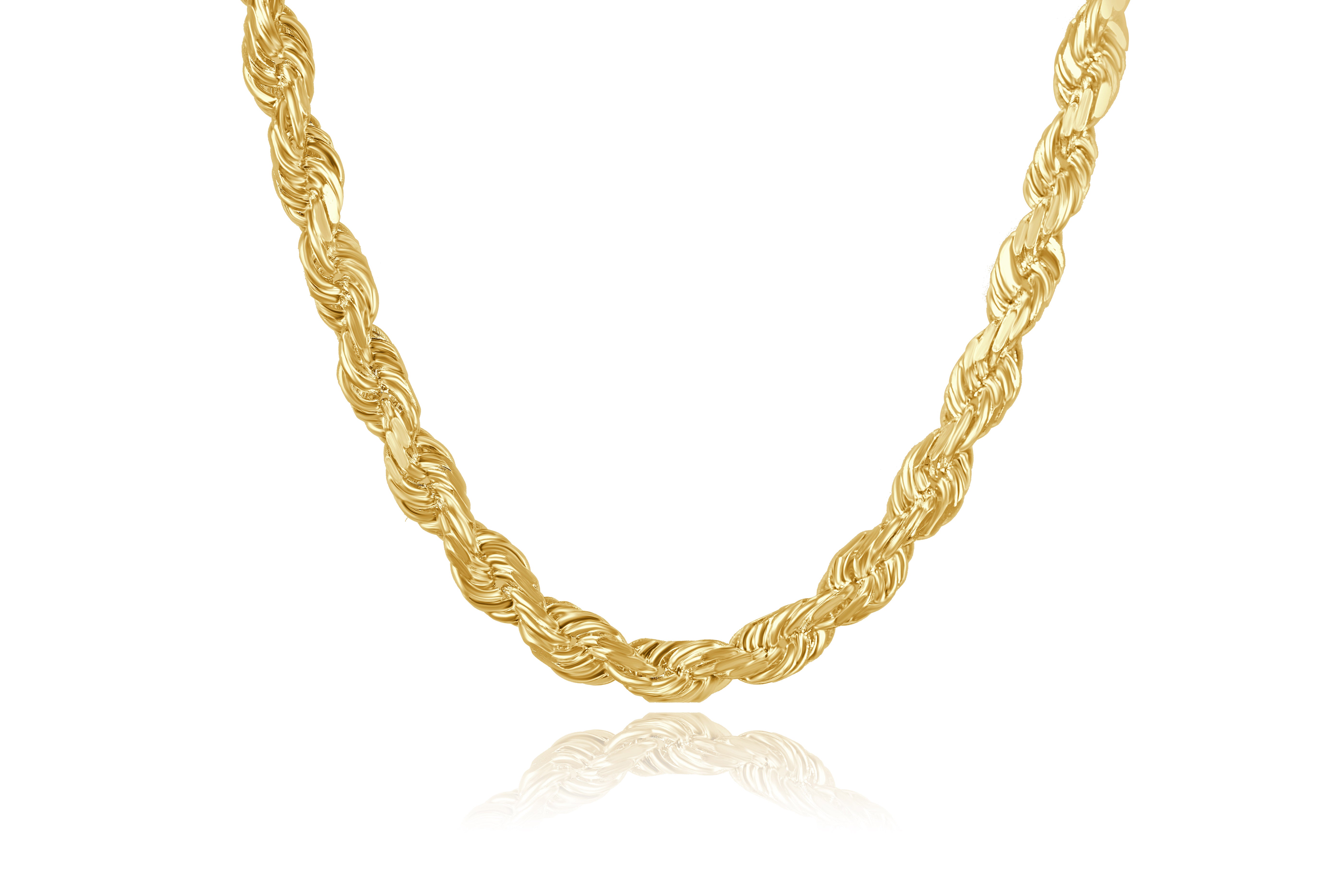 14K Yellow Gold 22inch 4mm Solid Rope Chain