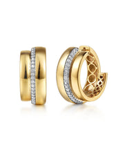 14K Yellow Gold Diamond Intricate Hoop Earrings