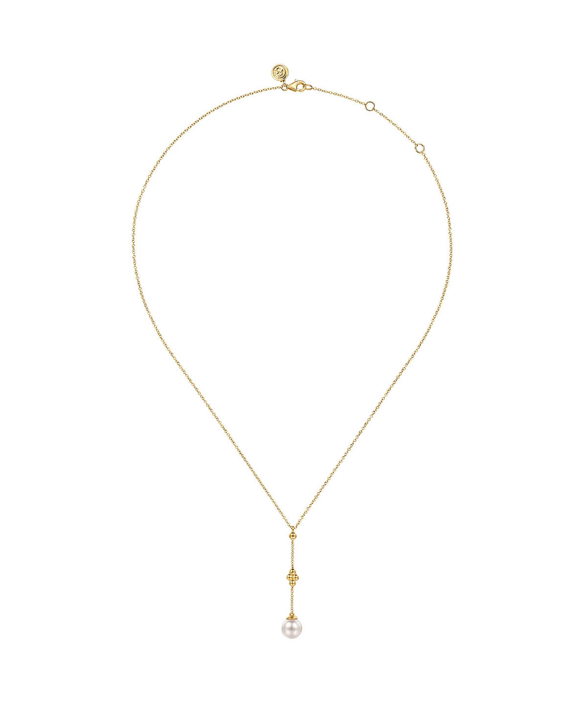 14K Yellow Gold Clover Bujukan and Pearl Drop Necklace