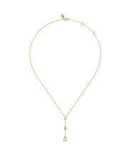 14K Yellow Gold Clover Bujukan and Pearl Drop Necklace
