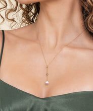 14K Yellow Gold Clover Bujukan and Pearl Drop Necklace