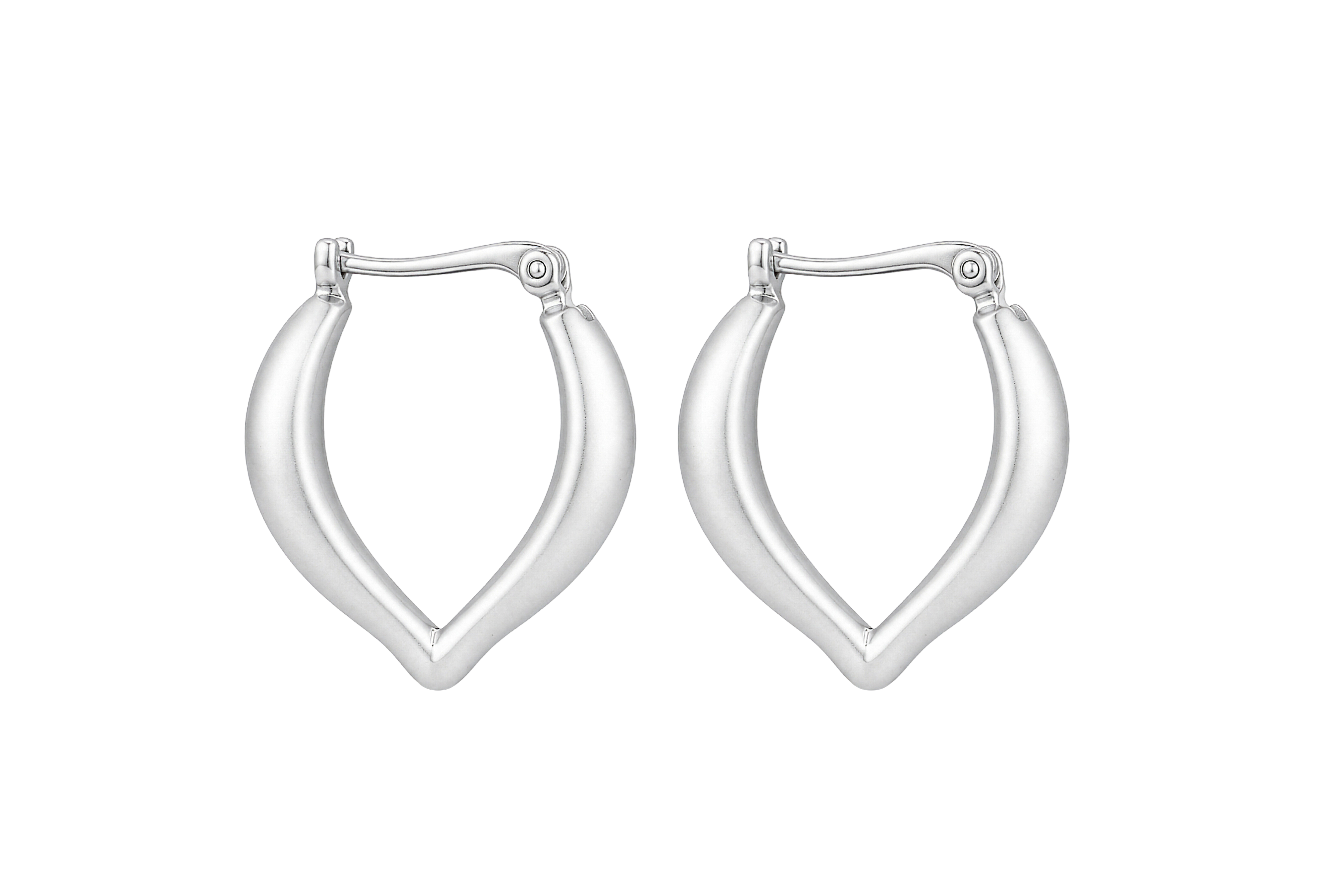 Sterling Silver Heart Shaped Hoop Earrings