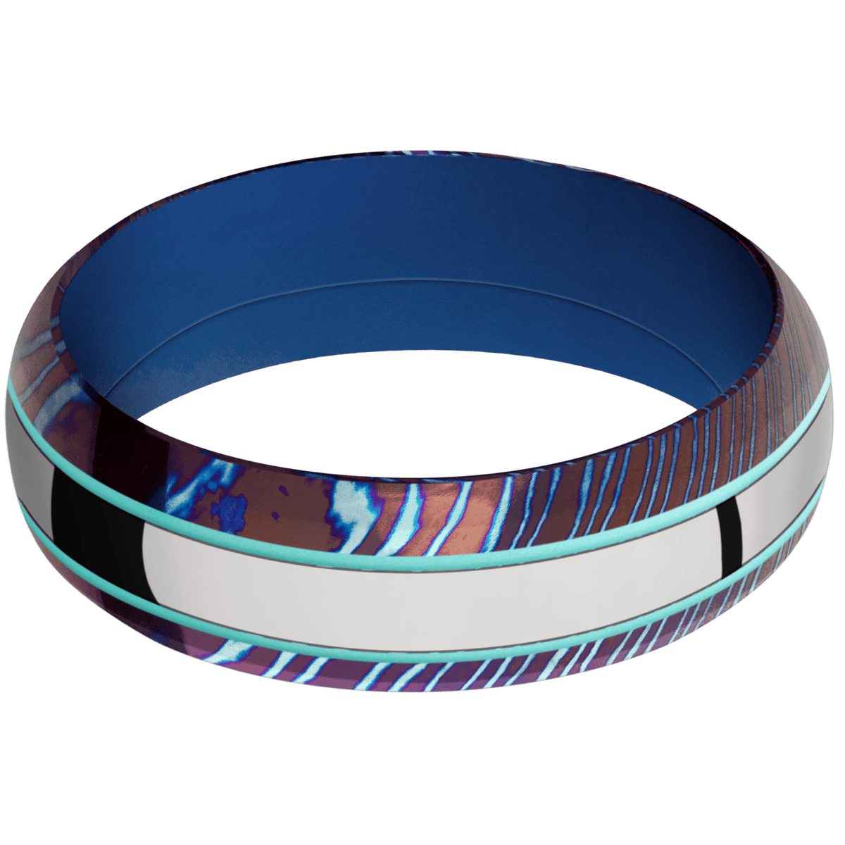 Titanium Damascus + Polish , Polish Finish + Royal Blue