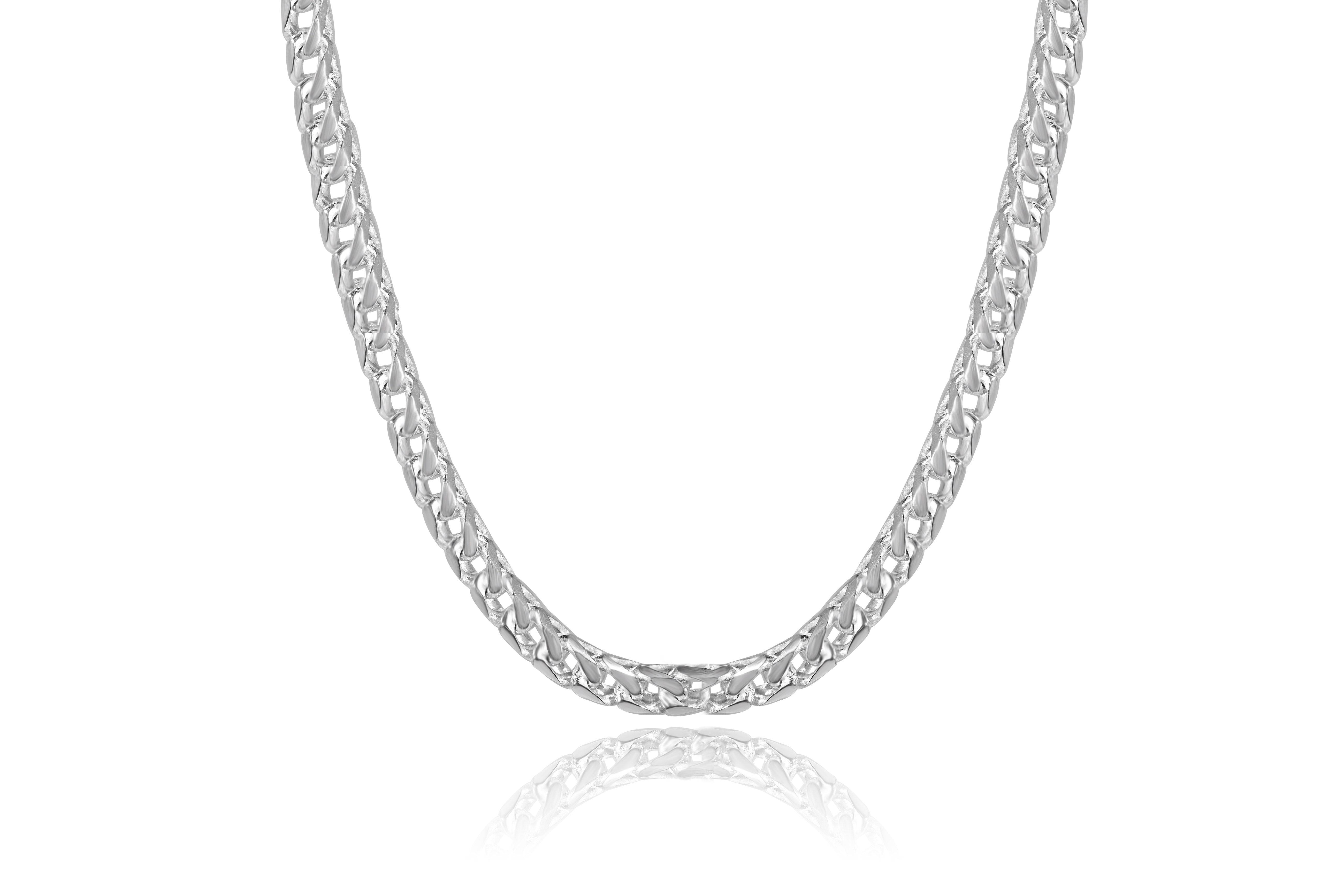 Sterling Silver Rhodium Plated 4mm Solid Franco Chain 22 inches