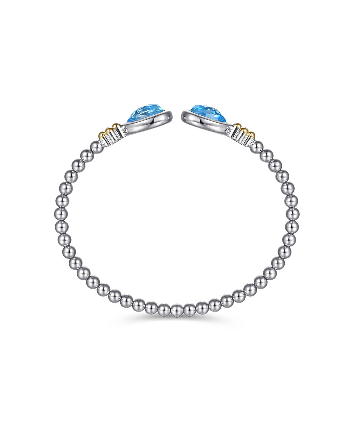 14K Yellow Gold and 925 Sterling Silver Bujukan Pear Blue Topaz Bangle
