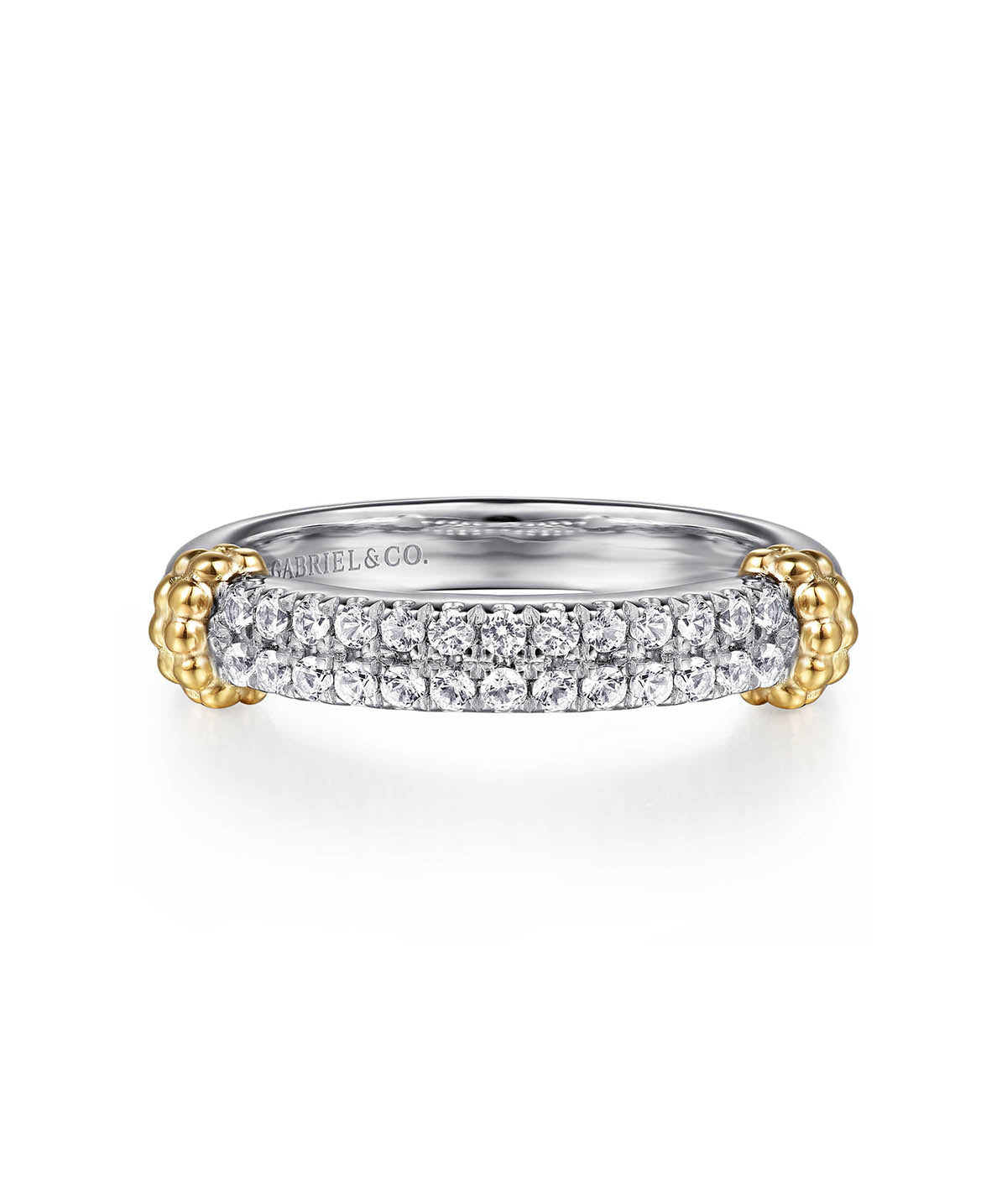 14K Yellow Gold and 925 Sterling Silver Bujukan White Sapphire Stackable Ring