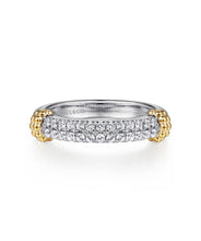 14K Yellow Gold and 925 Sterling Silver Bujukan White Sapphire Stackable Ring