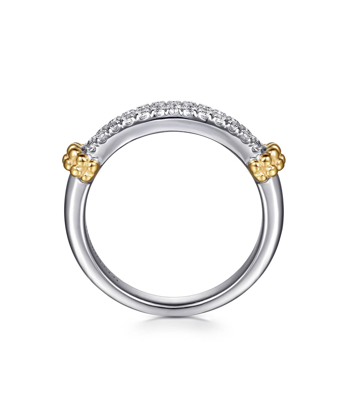 14K Yellow Gold and 925 Sterling Silver Bujukan White Sapphire Stackable Ring