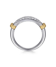 14K Yellow Gold and 925 Sterling Silver Bujukan White Sapphire Stackable Ring
