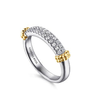 14K Yellow Gold and 925 Sterling Silver Bujukan White Sapphire Stackable Ring