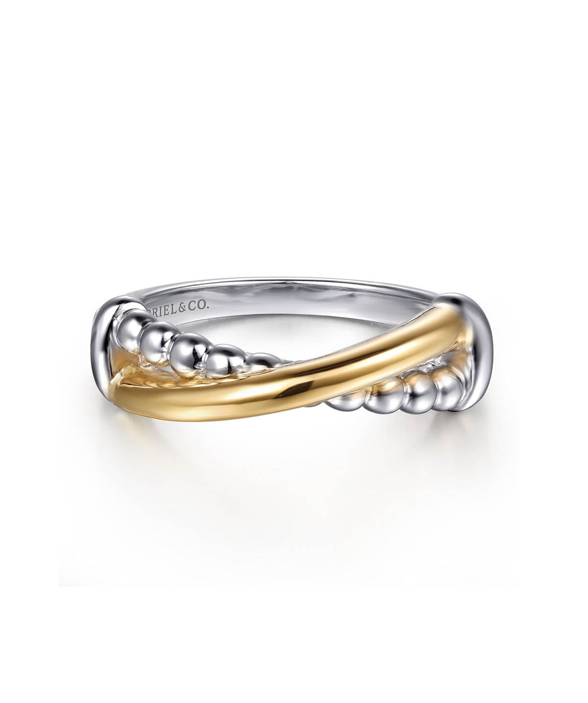 14K Yellow Gold and 925 Sterling Silver Bujukan Criss Cross Ladies Ring