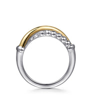 14K Yellow Gold and 925 Sterling Silver Bujukan Criss Cross Ladies Ring