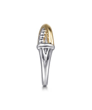 14K Yellow Gold and 925 Sterling Silver Bujukan Criss Cross Ladies Ring