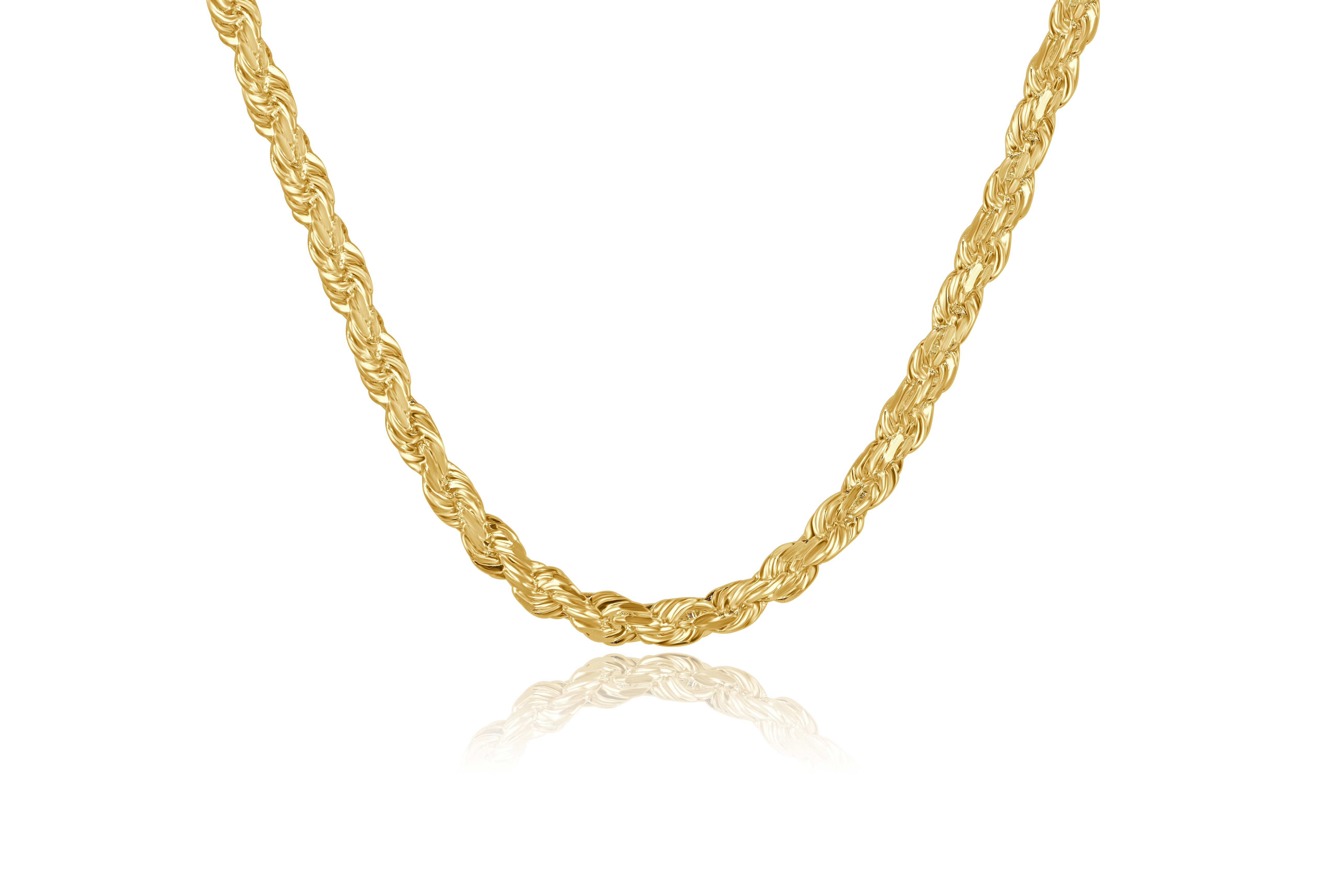 10K Yellow Gold 3mm Solid Rope Chain 22 Inches
