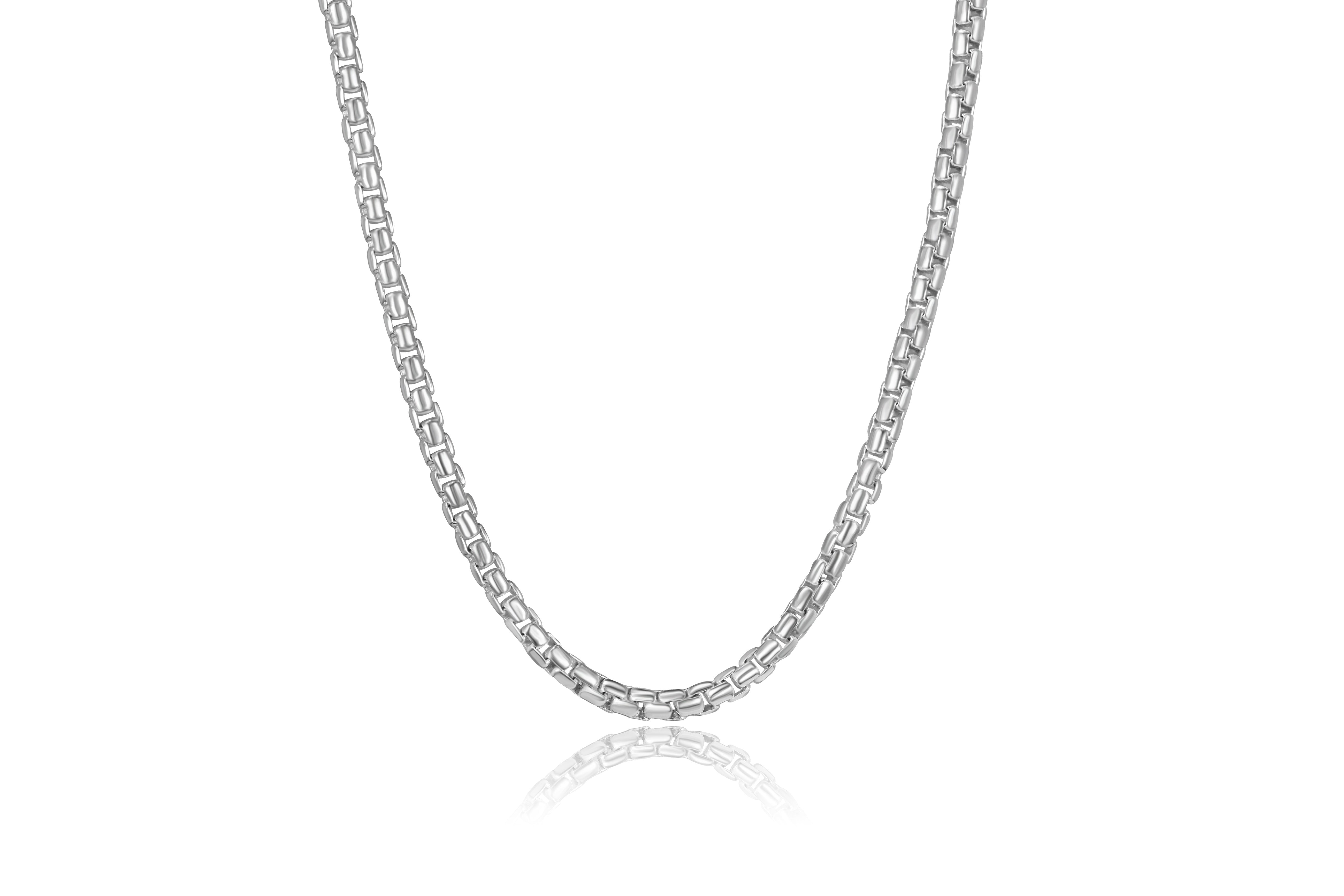 Sterling Silver Rhodium Plated 2.5mm Fancy 24 inch Chain