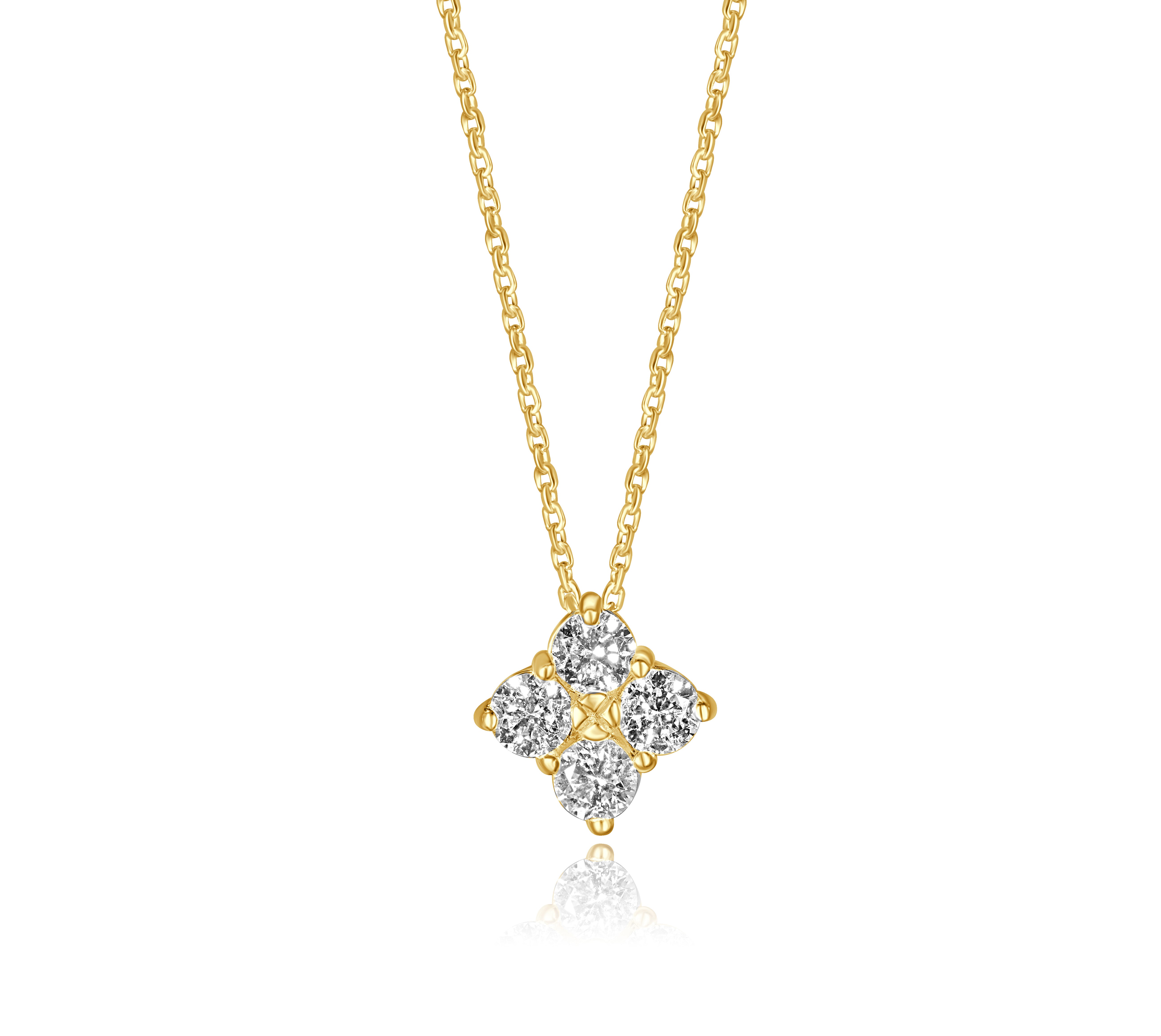 14K Yellow Gold Diamond cluster Slider Pendant